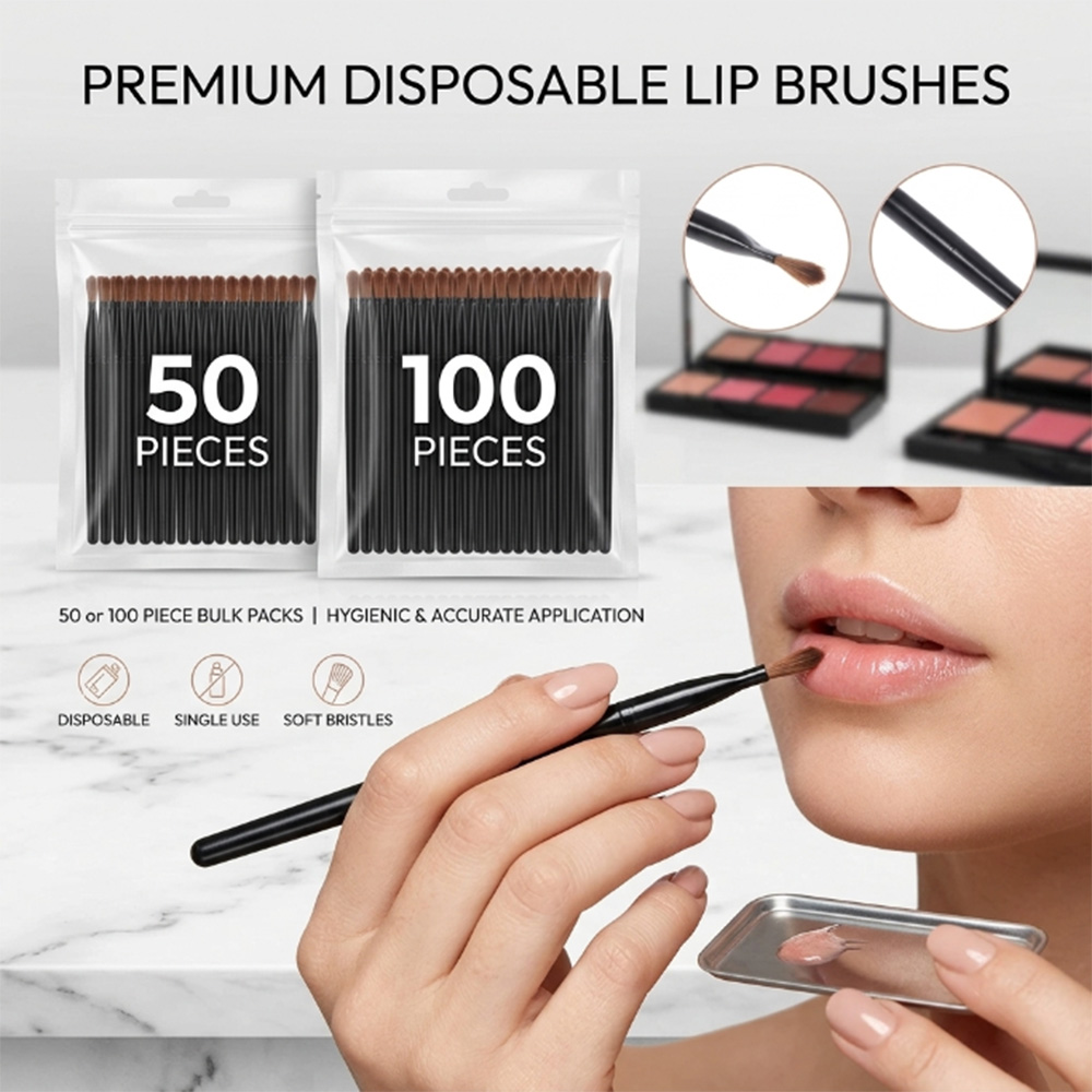 Lip Balm - 50/100pcs 일회용 립 브러쉬 세트 립스틱