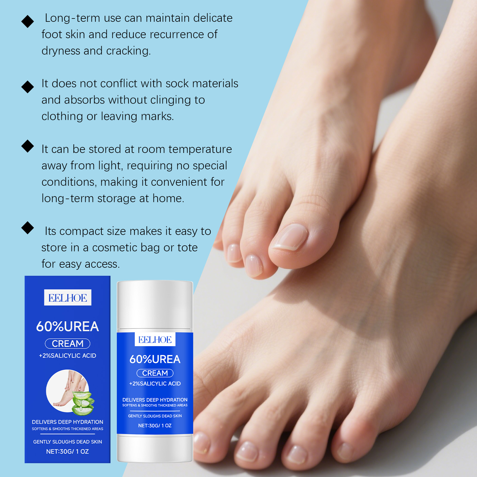 60% 요소 함유 발 크림 영양 공급 각질 제거 건조하 - Urea Foot Cream 리뷰 및 가격